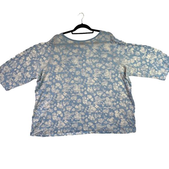 Avenue Plus Size Sheer Floral Popover Blouse Top Plus Size 30/32 3/4 Sleeves - Picture 3 of 13